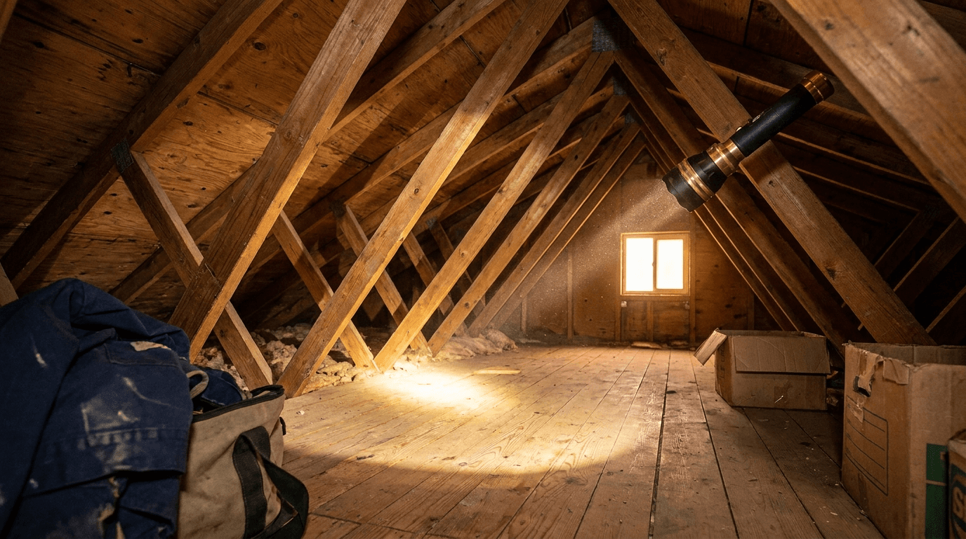Post-remediation clearance inspection of an attic and roof deck